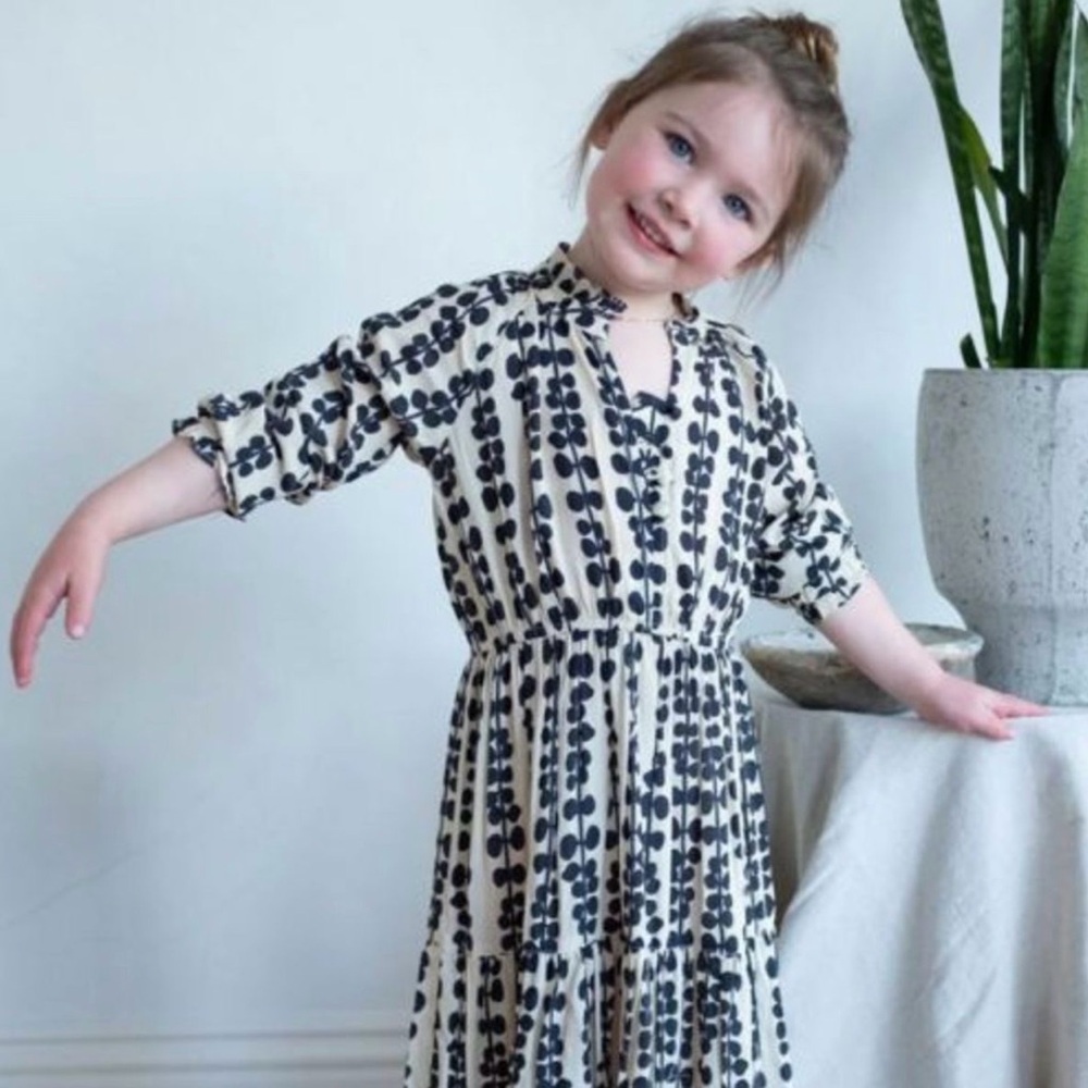 Roma Black and White Patterned Kids Dress